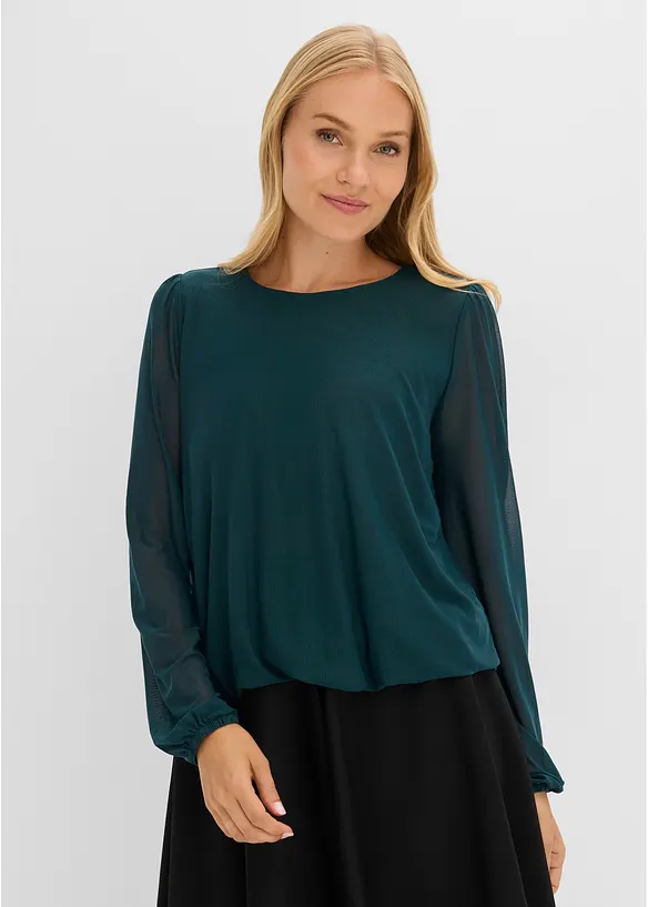 L&aring;ng&auml;rmad topp i mjuk mesh, bonprix
