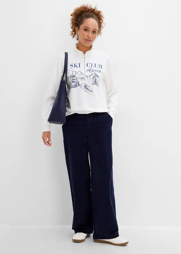 Sweatshirt med krage och dragkedja, bonprix