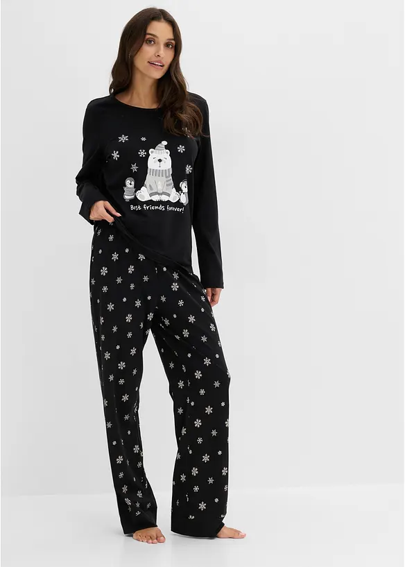 Pyjamas i bomull med sovmask, bonprix
