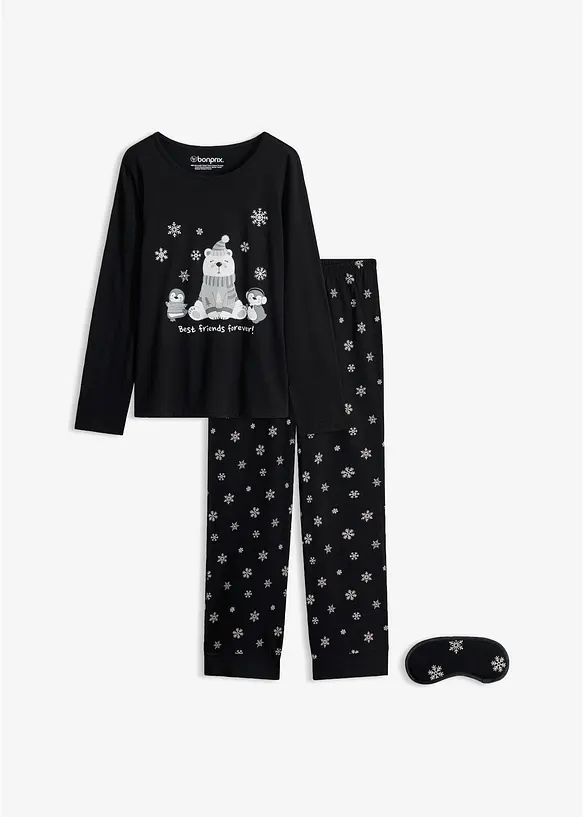 Pyjamas i bomull med sovmask, bonprix