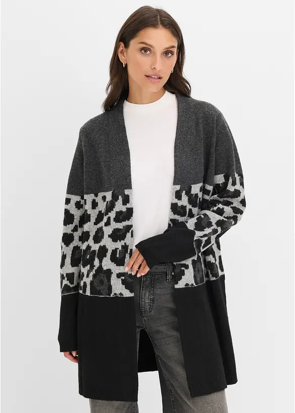 L&aring;ng cardigan med jacquardm&ouml;nster, bonprix