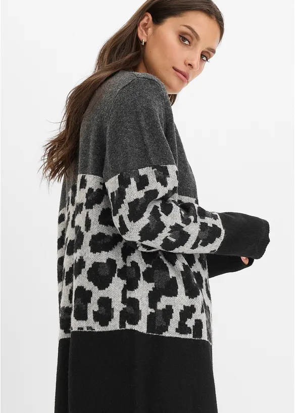 L&aring;ng cardigan med jacquardm&ouml;nster, bonprix
