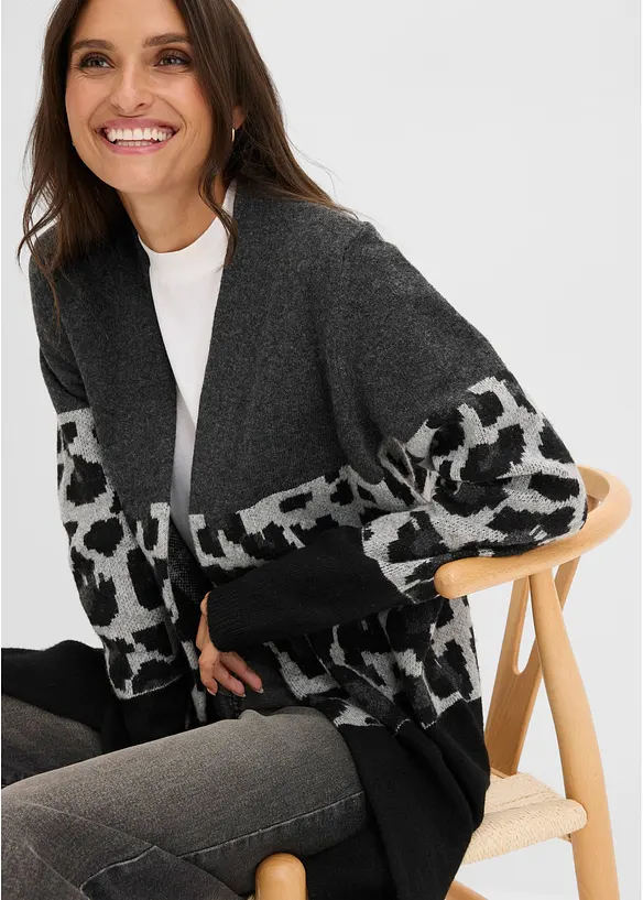L&aring;ng cardigan med jacquardm&ouml;nster, bonprix