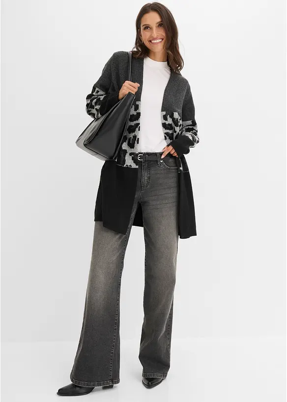L&aring;ng cardigan med jacquardm&ouml;nster, bonprix