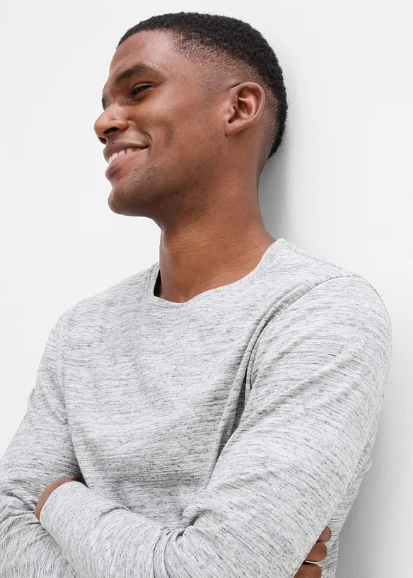 Melerad, l&aring;ng&auml;rmad T-shirt i bomullsmix (3-pack), bonprix