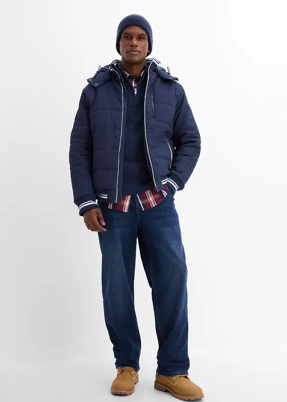 Quiltad jacka blusmodell med avtagbar huva, bonprix