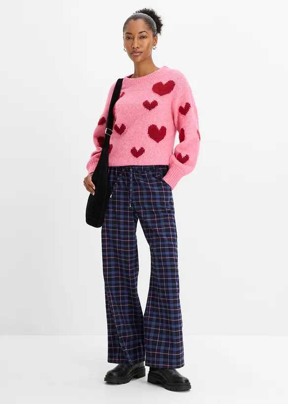 Byxa med yllelook och bekv&auml;m midja, bonprix