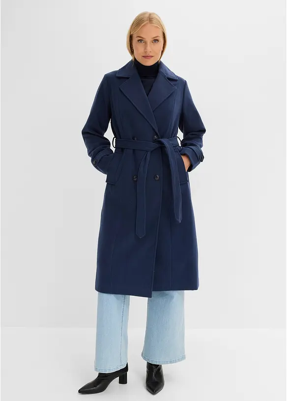 Vintertrenchcoat med yllelook, bonprix