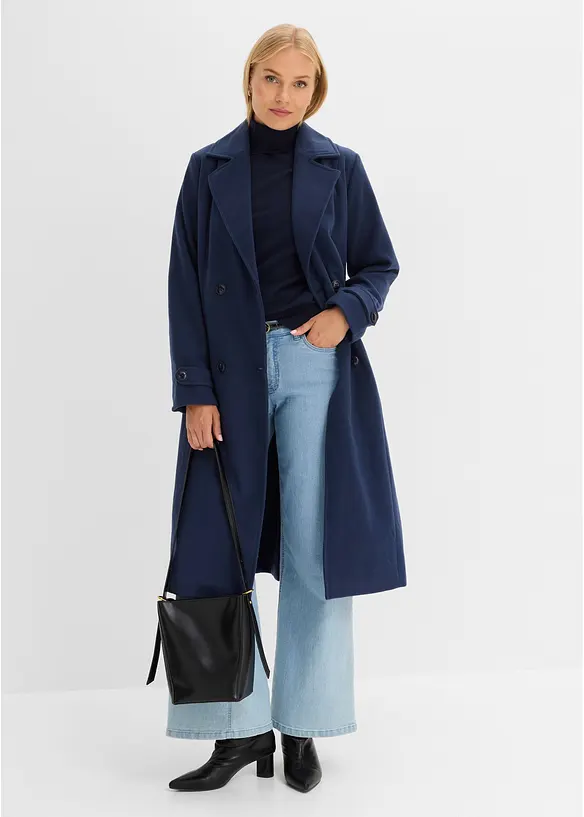 Vintertrenchcoat med yllelook, bonprix