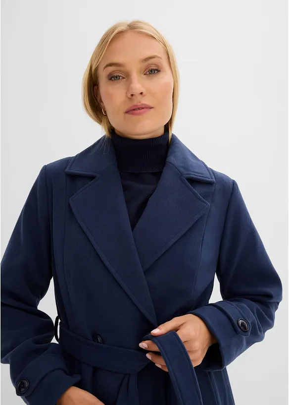 Vintertrenchcoat med yllelook, bonprix