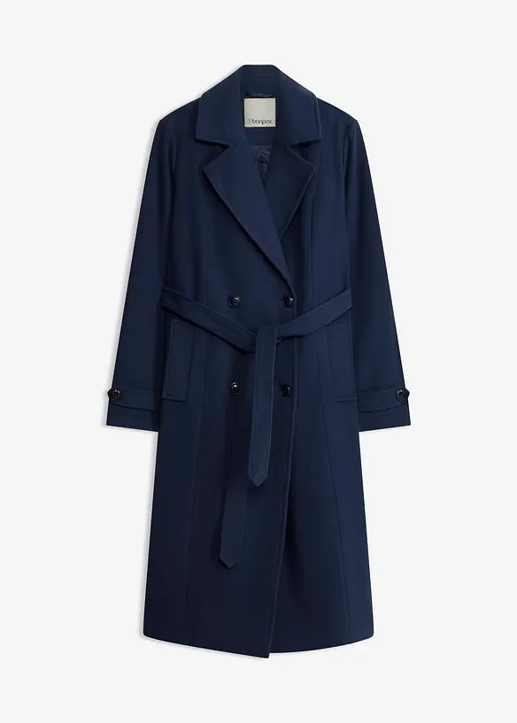 Vintertrenchcoat med yllelook, bonprix