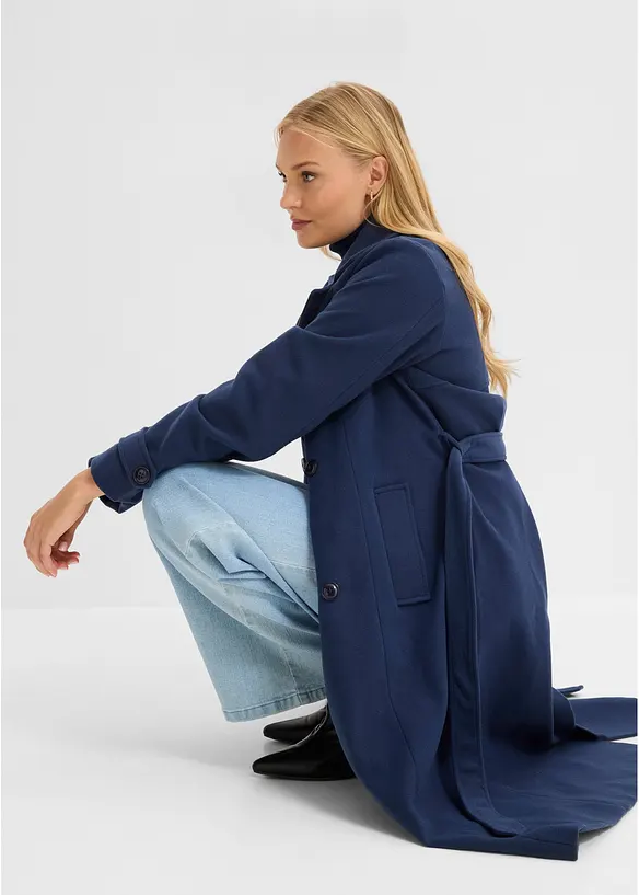 Vintertrenchcoat med yllelook, bonprix