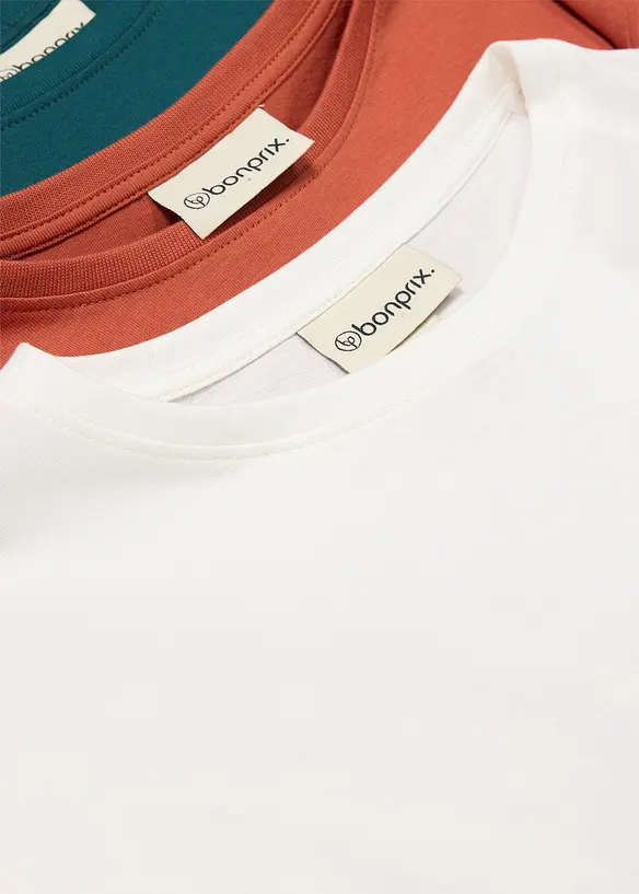 L&aring;ng&auml;rmad T-shirt med ekologisk bomull (3-pack), bonprix