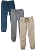 Joggingbyxa i ren bomull med bekväm midja, Regular Fit (3-pack), bonprix