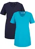 Lång topp med V-ringning (2-pack), bonprix