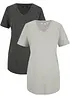 Lång topp med V-ringning (2-pack), bonprix