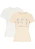 T-shirt i basmodell med tryck (2-pack), bonprix
