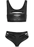 BH-topp + trosa ouvert med öppen gren i wet-look (2 delar), bonprix
