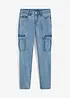 Cargojeans i rak modell med tvättad look, bonprix