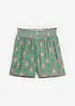 Krinklade shorts med mönster och resår, bonprix