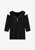 Cold shoulder-topp i följsam viskos, bonprix