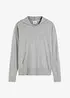 Stickad hoodie med känguruficka i viskosmix, bonprix