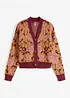 Grovstickad cardigan i blommigt, bonprix