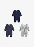 Pyjamas av ren ekologisk bomull (3-pack), bonprix