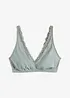 Ribbstickad bralette med ekologisk bomull och spets, bonprix