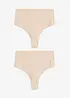 Sömlös stringtrosa med lätt formande effekt (2-pack), bonprix