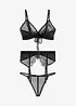 Bralette + stringtrosa + strumpebandshållare (3 delar), bonprix
