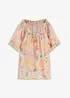 Blus av chiffong med vid ringning, bonprix