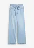 Wide Leg Jeans, Mid Waist, med knytskärp, bonprix