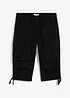 Stretchig cargobyxa med vida ben i 3/4-längd, Loose Fit, bonprix