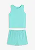 Ribbstickad bomullspyjamas med shorts, bonprix