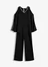 Jumpsuit med poncho och strass, bonprix