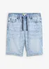 Dra på-bermudas i tunn denim, Slim Fit, bonprix