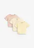 T-shirt för bebisar av ekologisk bomull med volanger (3-pack), bonprix