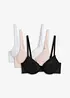 Push up-BH med tunn spets (3-pack), bonprix