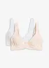 Ovadderad T-shirtbehå med bygel i ekologisk bomull (2-pack), bonprix