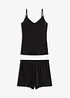 Ribbstickad bomullspyjamas med shorts, bonprix