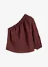 One shoulder-blus i linneblandning, bonprix