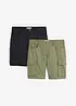 Stretchiga shorts i cargomodell (2-pack), normal passform, bonprix