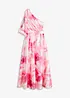 One shoulder-klänning i glänsande satin, bonprix