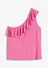 One shoulder-linne med volang i mjuk viskosmix, bonprix