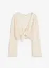 Kort strandcardigan med virkad look, bonprix