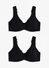 T-shirtbehå med bygel och minimizereffekt (2-pack), ekologisk bomull, bonprix
