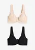 T-shirtbehå med bygel och bomull (2-pack), bonprix