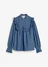 Jeansblus med rysch, bonprix