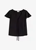 Blus med volangärmar i  glansigt material, bonprix